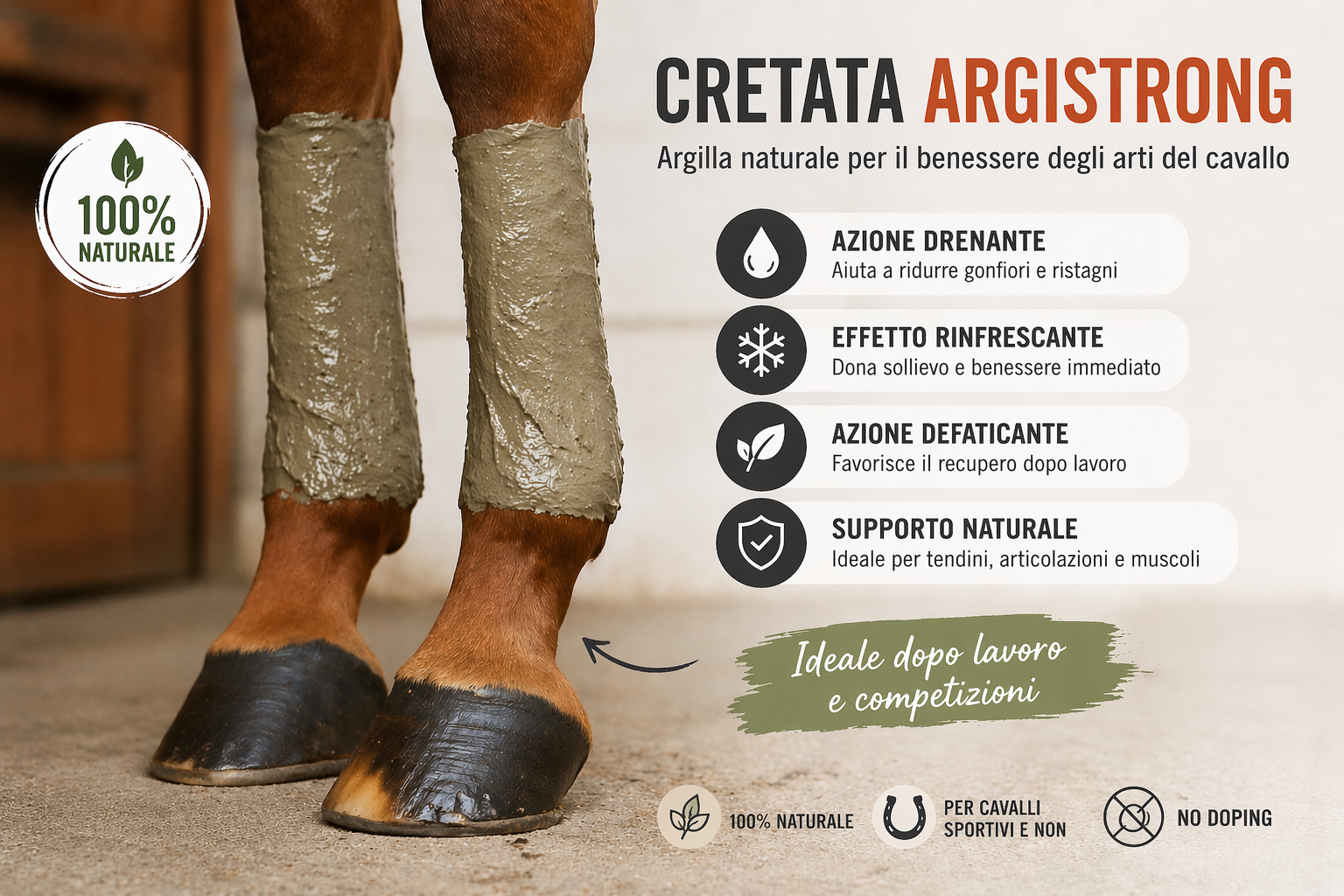 Cretata Cavalli Drenante Argistrong 1,5 kg – Argilla per Tendini e Gonfiori - immagine 4